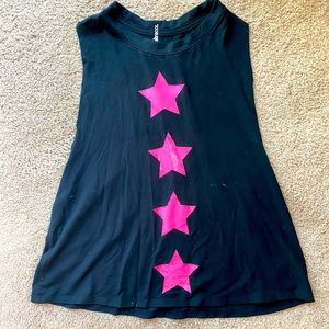 Ultracor black tank tee with pink stars ⭐️